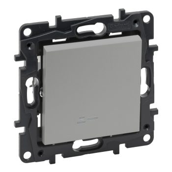   Legrand Niloé Step 863311 egypólusú kapcsoló jelzőfénnyel (rugós), 10AX, alumínium (Legrand 863311)