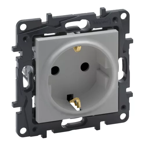 Legrand Niloé Step 863321 földelt dugalj 2P+F, 16 A, IP20, alumínium, süllyesztett