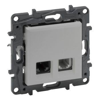   Legrand Niloé Step 863356 RJ45 Cat.6 UTP + 1xRJ11 aljzat, alumínium (Legrand 863356 / 863356B)