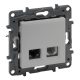 Legrand Niloé Step 863356 RJ45 Cat.6 UTP + 1xRJ11 aljzat, alumínium (Legrand 863356)