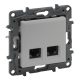 Legrand Niloé Step 863360 2xRJ45 Cat.5E UTP aljzat, alumínium (Legrand 863360)