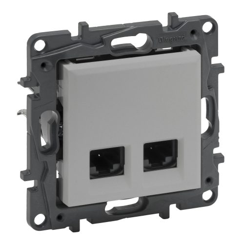 Legrand Niloé Step 863368 2xRJ45 Cat.6A UTP aljzat, alumínium (Legrand 863368)