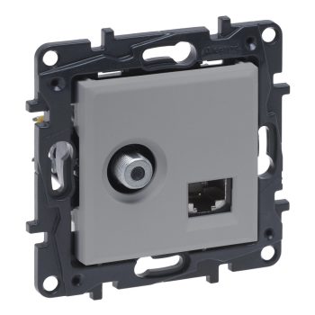   Legrand Niloé Step 863377 "F" típusú TV aljzat + RJ45 Cat. 6 UTP aljzat, alumínium (Legrand 863377 / 863377B)