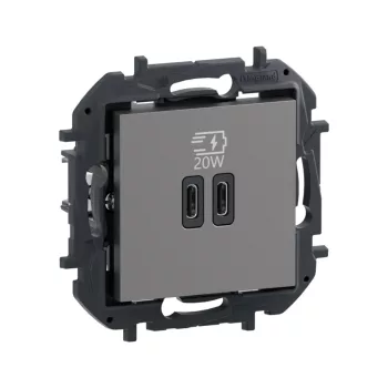 Legrand Niloé Step 863490B dupla USB-C+C Power delivery töltőaljzat, maximum 20 W