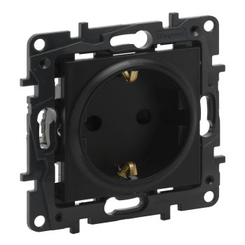   Legrand Niloé Step 863520 2P+F csatlakozóaljzat (rugós /, biztonsági zsaluval, fekete (Legrand 863520 / 863520B)