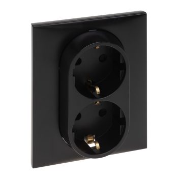   Legrand Niloé Step 863522 2x2P+F csatlakozóaljzat rugós, biztonsági zsaluval, fekete (Legrand 863522)