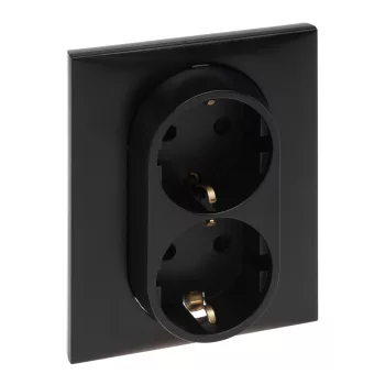 Legrand Niloé Step 863522 kettős dugalj 2x2P+F, 16 A, IP20, fekete, süllyesztett