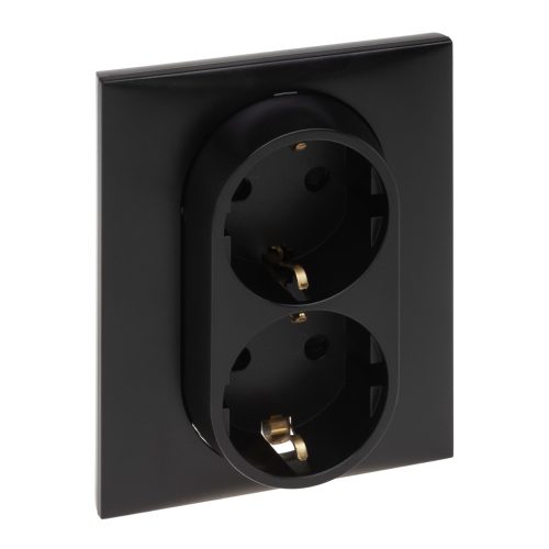 Legrand Niloé Step 863522 2x2P+F csatlakozóaljzat rugós, biztonsági zsaluval, fekete (Legrand 863522)