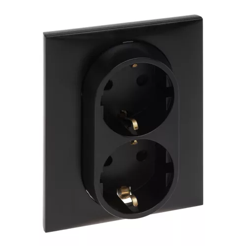 Legrand Niloé Step 863522 kettős dugalj 2x2P+F, 16 A, IP20, fekete, süllyesztett