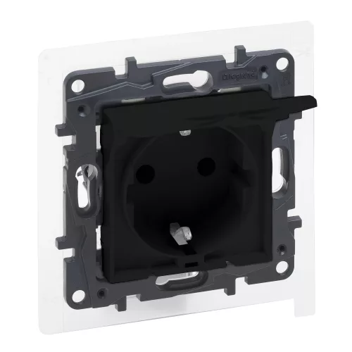 Legrand Niloé Step 863523 földelt dugalj 2P+F, 16 A, IP44, fekete, süllyesztett