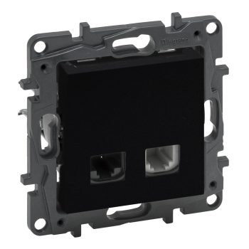   Legrand Niloé Step 863556 RJ45 Cat.6 UTP + 1xRJ11 aljzat, fekete (Legrand 863556 / 863556B)