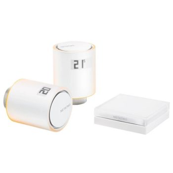   Legrand Netatmo NVP-PRO Netatmo okos radiátor szelep csomag; tüskés szelepre szerelhető; tartalmaz: 1 db gateway + 2 db rádiós szelep + elemek; fehér színű; megtáplálás: relé egység (230V~ L+N), szelepvezérlő (2x AA elem); közvetlen Wi-fi