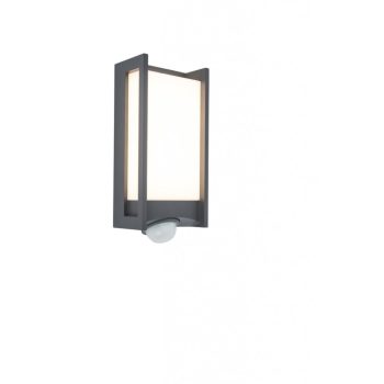   Lutec 5193002118 QUBO, kültéri, mozgásérzékelős fali lámpa, 13W, IP54 védettséggel, melegfehér ( 3000K ), 800 lm, 5 év garanciával, LED panel, sötétszürke / opál színben ( LUTEC 5193002118 )
