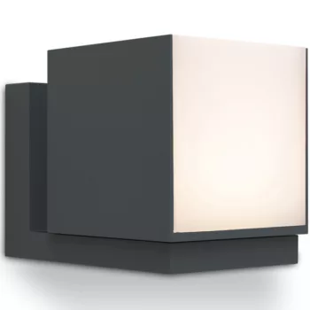   Lutec 5193803118 CUBA, kültéri, fali lámpa, 12W, IP54 védettséggel, melegfehér ( 3000K ), 600 lm, 5 év garanciával, LED panel, sötétszürke / opál színben ( LUTEC 5193803118 )