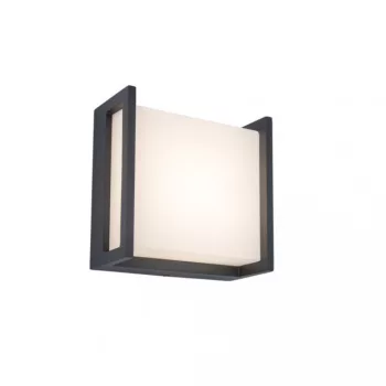   Lutec 5195401118 QUBO, kültéri, fali lámpa, 8W, IP54 védettséggel, melegfehér ( 3000K ), 650 lm, 5 év garanciával, LED panel, sötétszürke / opál színben ( LUTEC 5195401118 )