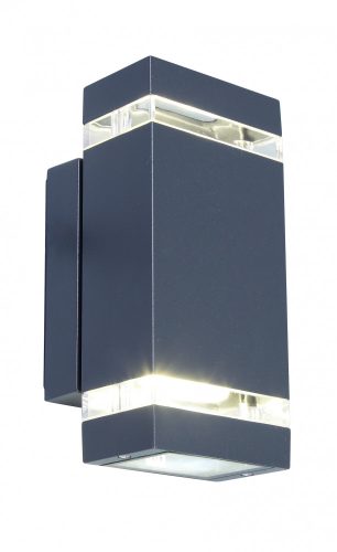 Lutec 5605013118 FOCUS, kültéri, fali lámpa, 8W, IP44 védettséggel, nappali fény (semleges fehér) ( 4000K ), 300 lm, 5 év garanciával, LED panel, sötétszürke / átlátszó színben ( LUTEC 5605013118 )