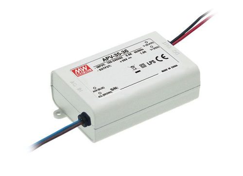 Mean Well APV-35-24 Egykimenetes LED tápegység, Vin: 90-264 VAC / 127-370 VDC, Vout: 24 VDC / 0-1.5 A, P: 36 W, 84 x 57 x 29.5 mm ( APV-35-24 )