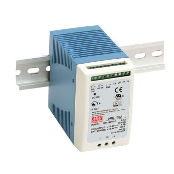   Mean Well DRC-100B Kétkimenetes sínre pattintható tápegység és akkumulátor töltő, Vin: 90-264VAC / 127-370VDC, Vout: 27,6VDC/3,5A / 27,6VDC/1,25A, P: 100W ( DRC-100B )
