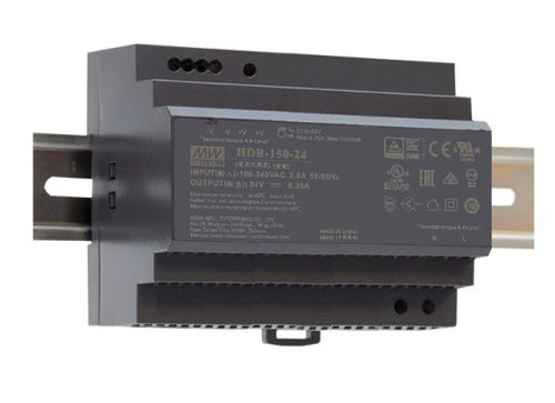 Mean Well HDR-150-12 DIN sínre pattintható tápegység Vin: 85-264VAC 120-370VDC, Vout: 12 VDC (0-11,3A), P: 135,6W, 105 x 90 x 54,5mm ( HDR-150-12 )