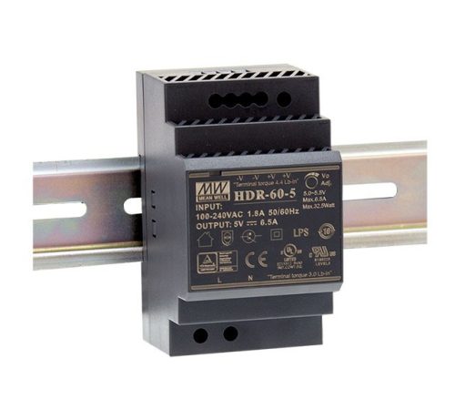 Mean Well HDR-60-15 DIN sínre pattintható tápegység Vin: 85-264VAC 120-370VDC, Vout: 15 VDC (0-4A), P: 60W, 52,5 x 90 x 54,5mm ( HDR-60-15 )