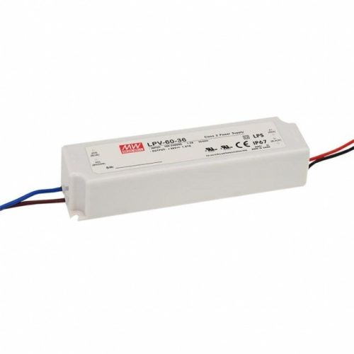 Mean Well LPV-60-12 LED tápegység 1 fázisú, 60W, 12V DC kimenettel, 5A, 90...264 V AC, 50/60 Hz ( LPV-60-12 )