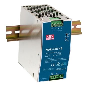   Mean Well NDR-240-24 Tápegység 1 fázisú, 240W, 24V DC kimenettel, 10A, 85...264 V AC, 50/60 Hz) ( NDR-240-24 )