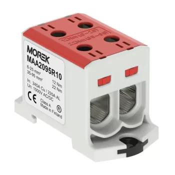   Morek MAA2095R10 OTL 95-2 Fővezetéki sorkapocs, 2xAl/Cu 6-95mm2, 1000V, piros