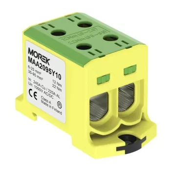   Morek MAA2095Y10 OTL 95-2 Fővezetéki sorkapocs, 2xAl/Cu 6-95 mm2, 1000V, zöld/sárga