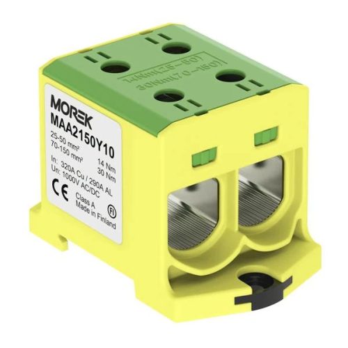 Morek MAA2150Y10 OTL 150-2 Fővezetéki sorkapocs, 2xAl/Cu 25-150, 1000V, zöld/sárga