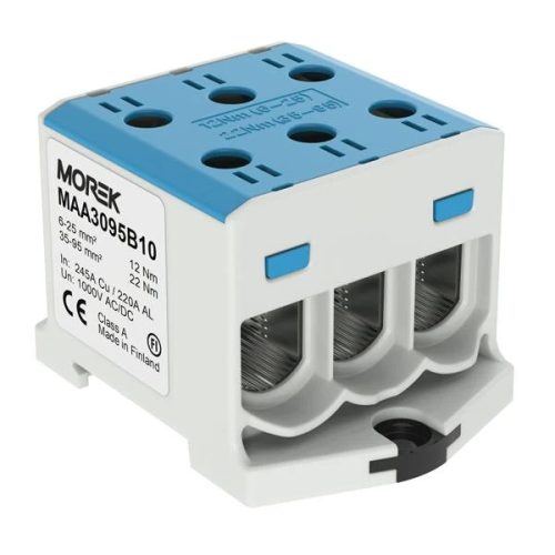 Morek MAA3095B10 OTL 95-3 Fővezetéki sorkapocs, 3xAl/Cu 6-95 mm2, 1000V, kék