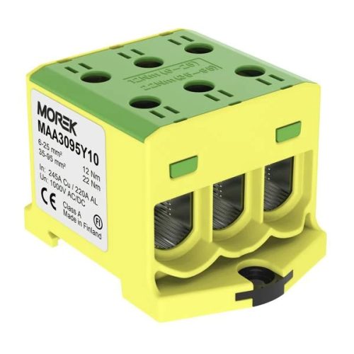 Morek MAA3095Y10 OTL 95-3 Fővezetéki sorkapocs, 3xAl/Cu 6-95 mm2, 1000V, zöld/sárga
