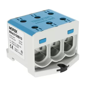   Morek MAA3150B10 OTL 150-3 Fővezetéki sorkapocs, 3xAl/Cu 25-150, 1000V, kék