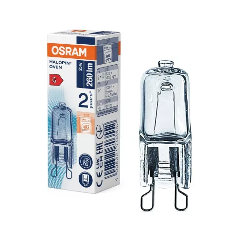 OSRAM OVEN T sütőizzó dimmelhető, átlátszó üveg búra, G9 foglalat, 25W, 260lm, 2700K, 300°C, 41mm