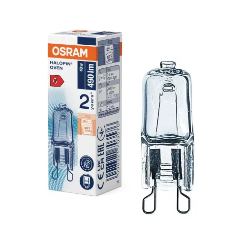 OSRAM OVEN T sütőizzó dimmelhető, átlátszó üveg búra, G9 foglalat, 40W, 490lm, 2700K, 450°C, 41mm