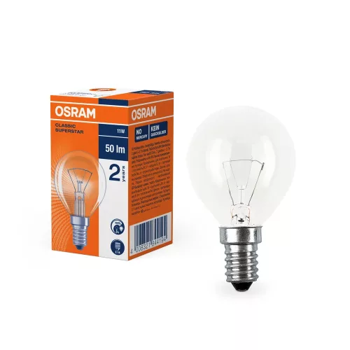 OSRAM LED kisgömb izzó, átlátszó üveg, E14 foglalat, 11W, 2700K, 50lm, meleg fehér