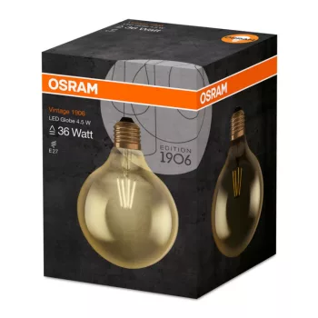 OSRAM LED globe izzó, E27 foglalat, 4,5W, 2500K, 420lm, meleg fehér, energiatakarékos