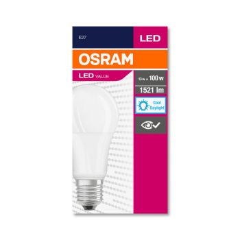 OSRAM Value LED izzó, körte forma, matt búra, matt búra, E27 foglalat, 13W, 6500K, 1521lm
