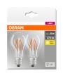 OSRAM Base LED izzó, körte forma, átlátszó üveg búra, E27 foglalat, 4W, 2700K, 470lm, meleg fehér