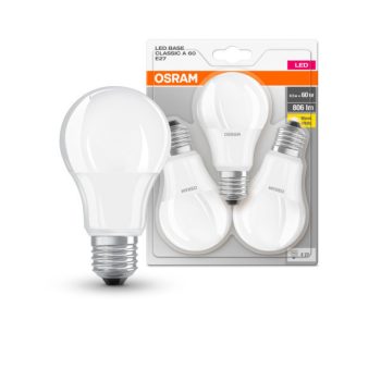OSRAM Base LED izzó, körte forma, matt plasztik búra, E27 foglalat, 8,5W, 2700K, 806lm, meleg fehér