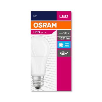 OSRAM Value LED izzó, körte forma, matt búra, E27 foglalat, 13W, 4000K, 1521lm, hideg fehér