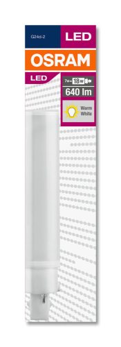 OSRAM DULUX D egy végén fejelt LED cső, matt búra, 7W 640lm 3000K G24d-2, átlagos élettartam: 30000 óra, fényszín: meleg fehér OSRAM DULUX D LED EM 18 7W 3000K ( 4058075024915 )