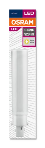 OSRAM DULUX D egy végén fejelt LED cső, matt búra, 10W 920lm 3000K G24d-3, átlagos élettartam: 30000 óra, fényszín: meleg fehér OSRAM DULUX D LED EM 26 10W 3000K ( 4058075024977 )