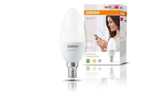 OSRAM SMART+ Zigbee vezérlésű, LED fényforrás, gyertya alakú, szabályozható, 6 W-os, változtatható színhőmérséklet: fehér 2700-6500 K, 470 lm, IP20, 20 000 óra, E14, hangvezérelhető 4058075032682