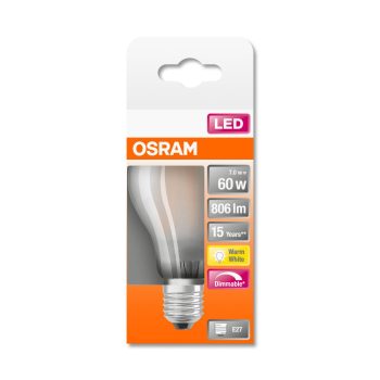 OSRAM Superstar dimmelhető LED izzó, körte forma, E27 foglalat, 7W, 2700K, 806lm, meleg fehér