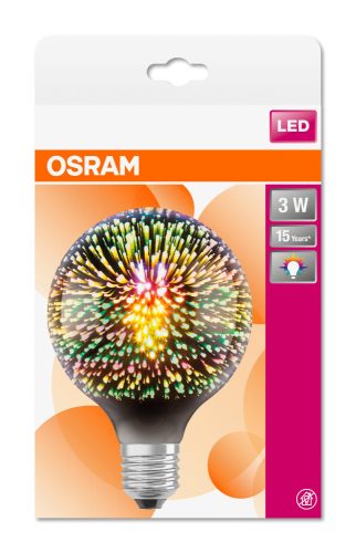 OSRAM Star+ Universe színjátszó LED globe, üveg búra, 3W 70lm 2700K E27, átlagos élettartam: 15000 óra, fényszín: meleg fehér LED ST GLOBE UNIVERSE 300° 3W 2700K E27 ( 4058075091917 )