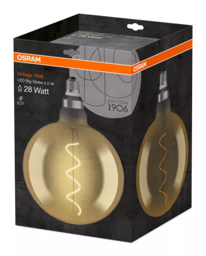 OSRAM LED globe izzó, E27 foglalat, 5W, 2000K, 300lm, meleg fehér, energiatakarékos