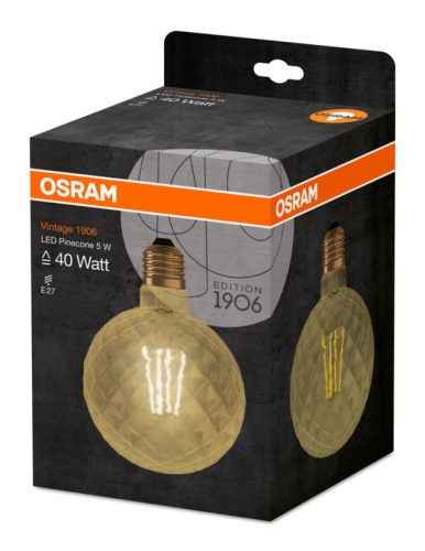 OSRAM Vintage LED globe, átlátszó üveg búra, 4,5W 470lm 2500K E27, átlagos élettartam: 15000 óra, fényszín: meleg fehér LED VINTAGE CL GLOBE 40 FIL 4.5W 2500K E27 ( 4058075092037 )