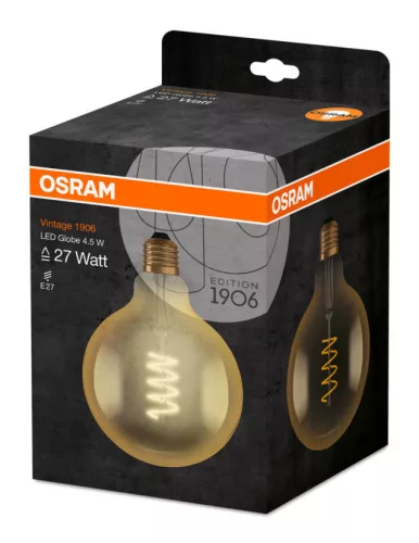 OSRAM LED globe izzó, E27 foglalat, 5W, 2000K, 250lm, meleg fehér, energiatakarékos