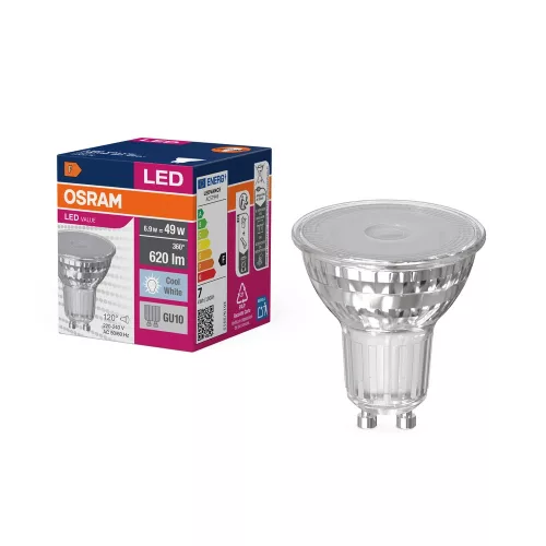 OSRAM Value LED spot, GU10 foglalat, 6,9W, 4000K, 620lm, hideg fehér, energiatakarékos