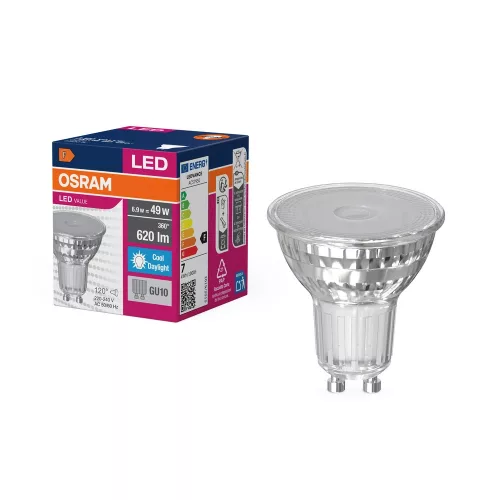 OSRAM Value LED spot, GU10 foglalat, 6,9W, 6500K, 620lm, hideg fehér, energiatakarékos